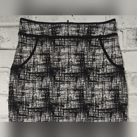 Faith & Joy NY Black White Grid Pencil Skirt Stretch Career Work Small - Picture 3 of 10